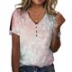 thumbnail image 1 of Tops LOAIHA Floral para mujer de manga corta con cuello en V para verano, 1 of 2