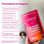 Pink Stork Organic Morning Sickness Sweets, Relieve Nausea, Pregnancy, Raspberry Ginger Candy with Vitamin B6, Vegan, 30 Count