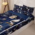 thumbnail image 3 of Homewish Magic Wizard Owl Zipper Full Size Comforter Sets with Fitted Sheet and 2 Pillowcases for Kids, Blue Star Witch Hat Book Zipper Bedding Set, Navy Reversible, 4 Pieces, 3 of 6