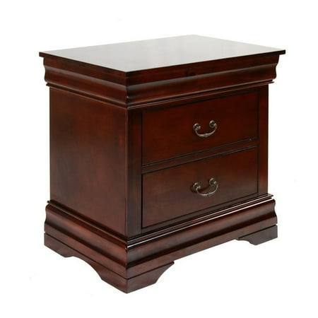 Dark Cherry Bedroom - BNJ Laurelle Dark Cherry Finish 2-drawer Nightstand