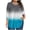 Light Blue, variant on CHGBMOK Womens 3/4 Sleeve Blouses Color Block Crew Neck T Shirts Casual Pleated Tops Curved Hem Going Out Outfit