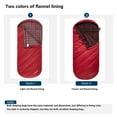 thumbnail image 4 of KingCamp XL Cotton Flannel Sleeping Bags, Oversized Weatherproof 3-Season Sleep bag with hood for Camping & Hiking & Backpacking, 17.6℉-54℉ (Red), 4 of 10