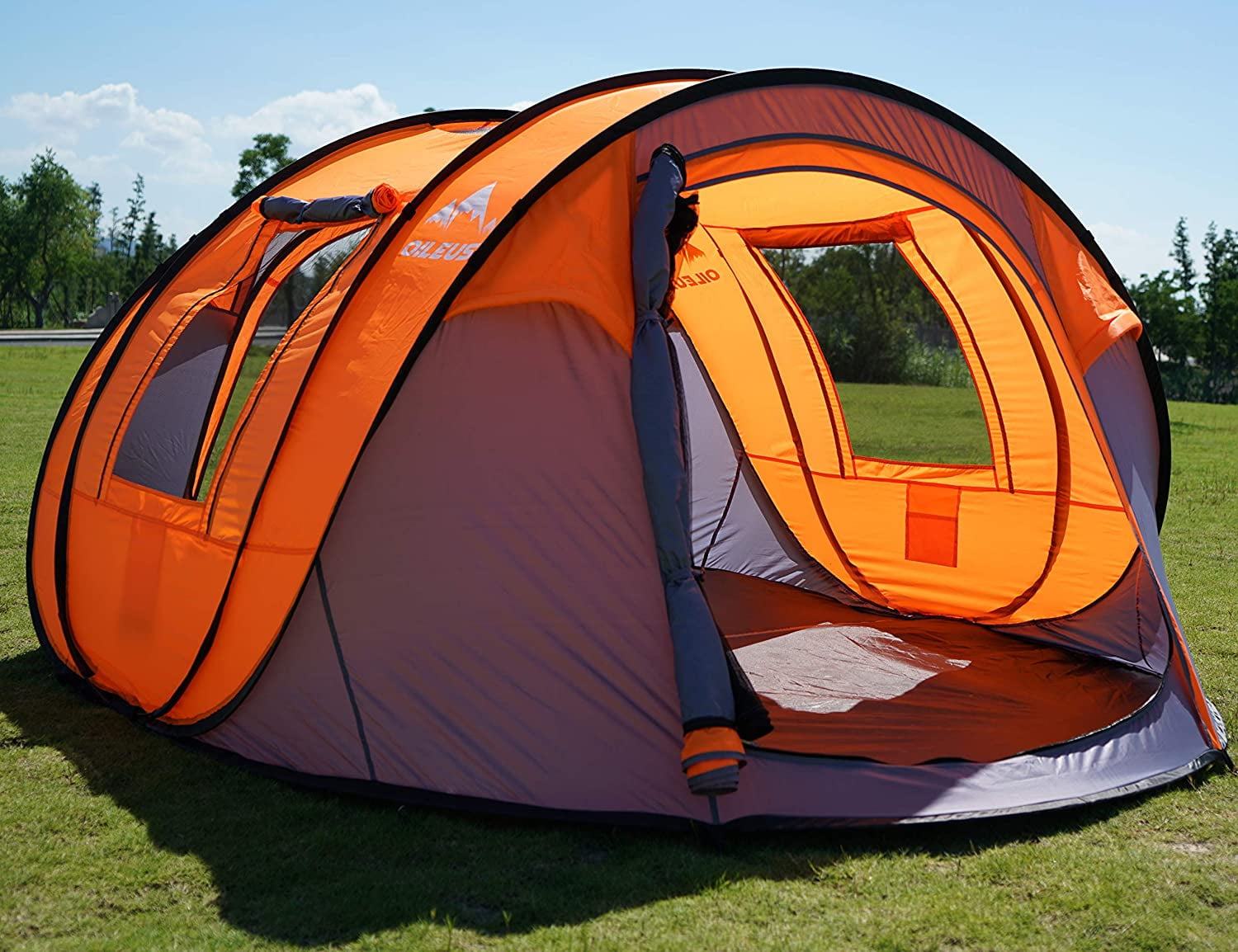 Orange/Brown Double layer Easy-to-use Auto Pop-up Camping Tent for 3-4 Person 