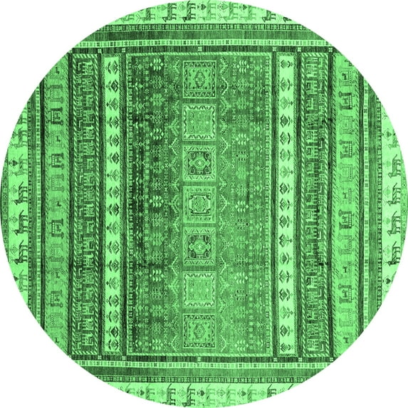 Ahgly Company Indoor Round Abstract Emerald Green Modern Area Rugs, 4' Round
