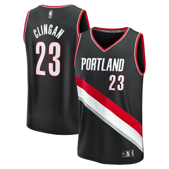 Men's Fanatics Donovan Clingan Black Portland Trail Blazers 2024 NBA Draft Fast Break Player Jersey - Icon Edition