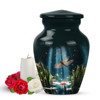 Yatskia Golden Dragonfly Urn for Ashes Adult Male, Small Urns for Human Ashes Keepsake, Mini Funeral Urns for Human Ash Adult Female, (Classic Pack of 1, 3 Inch)