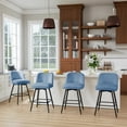 thumbnail image 5 of Modern Bar Stools Set of 4, 26" H Swivel Counter Height Barstools with High Backs, Kitchen Island Stools, For Bar & Home,Fabric, Blue, 5 of 7