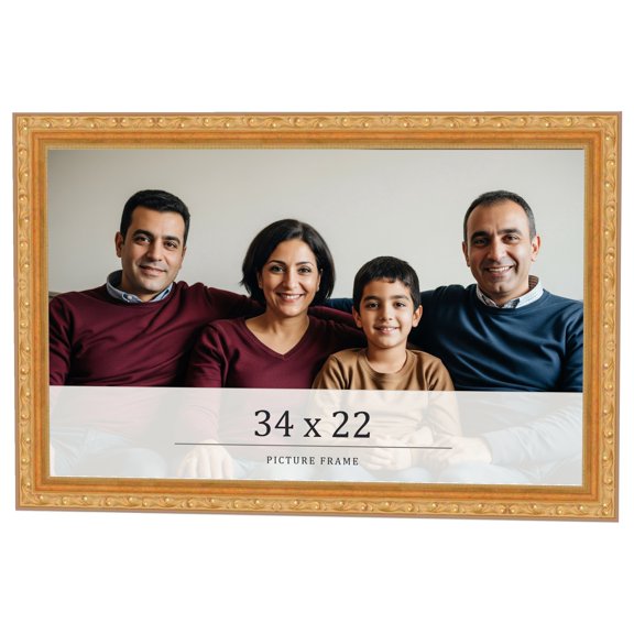 34x22 Frame Gold Solid Wood Picture Frame Width 1.125 Inches | Interior Frame Depth 0.375 Inches |