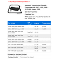 thumbnail image 2 of Automatic Transmission Filter Kit - Compatible with 1997 - 1999, 2006 - 2012 GMC Savana 3500 1998 2007 2008 2009 2010 2011, 2 of 2