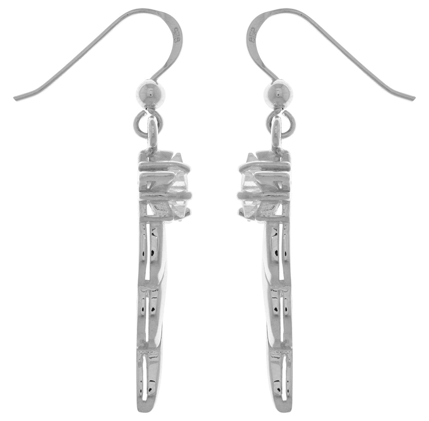 Jewelry Trends Sterling Silver Shooting Star Dangle Earrings with Clear CZ
