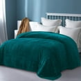 thumbnail image 3 of Exclusivo Mezcla Queen Size Flannel Fleece Blanket, 90"x90" Soft Jacquard Weave Leaves Pattern Velvet Plush Bed Blanket, Teal, 3 of 8