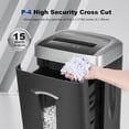 thumbnail image 4 of 120-Minute Paper Shredder - 15-Sheet Capacity, 30L（7.9 Gallon） Bin, 58dB Quiet Operation, P4 Cross-Cut Heavy-Duty Shredder for Home & Office Use, 4 of 5