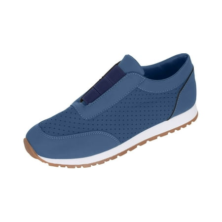

Womens Comfortable Sneakers Casual Breathable Slip On Loafers Anti-Slip Round Toe Low Top Fashion Walking Shoes
