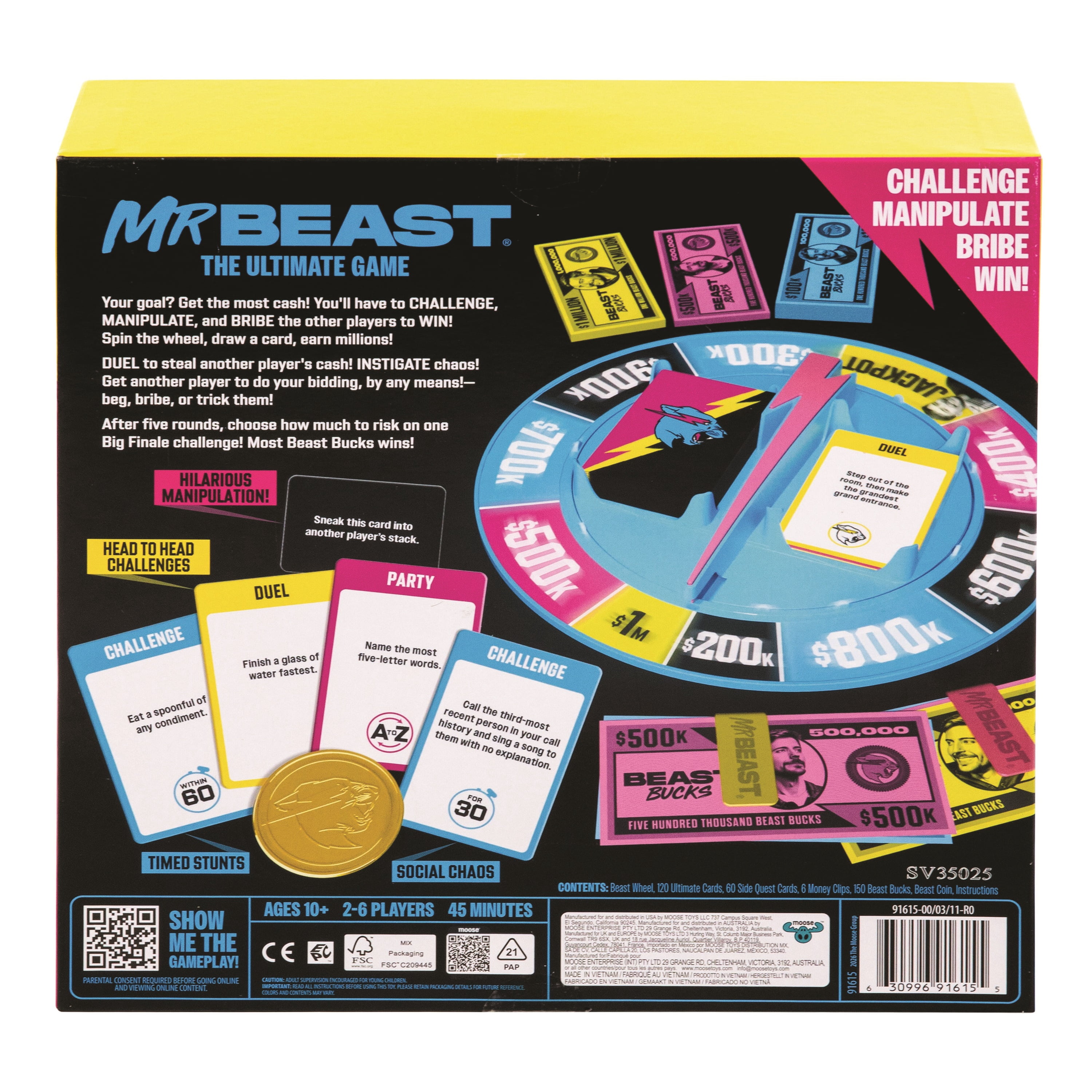 Mr.Beast The Ultimate Game. Hilarious Party Game for Friends, Challenge, Manipulate, and Bribe Your Friends to Collect Cash and Win, Ages 10+