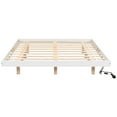 thumbnail image 4 of Floating Bed Frame, UHOMEPRO Queen Size Wood Platform Bed with LED Lights for Bedroom, Modern Solid Pine Wood Queen Bed Frame for Teens Adults, No Box Spring Needed, Easy Assembly, White, 4 of 10