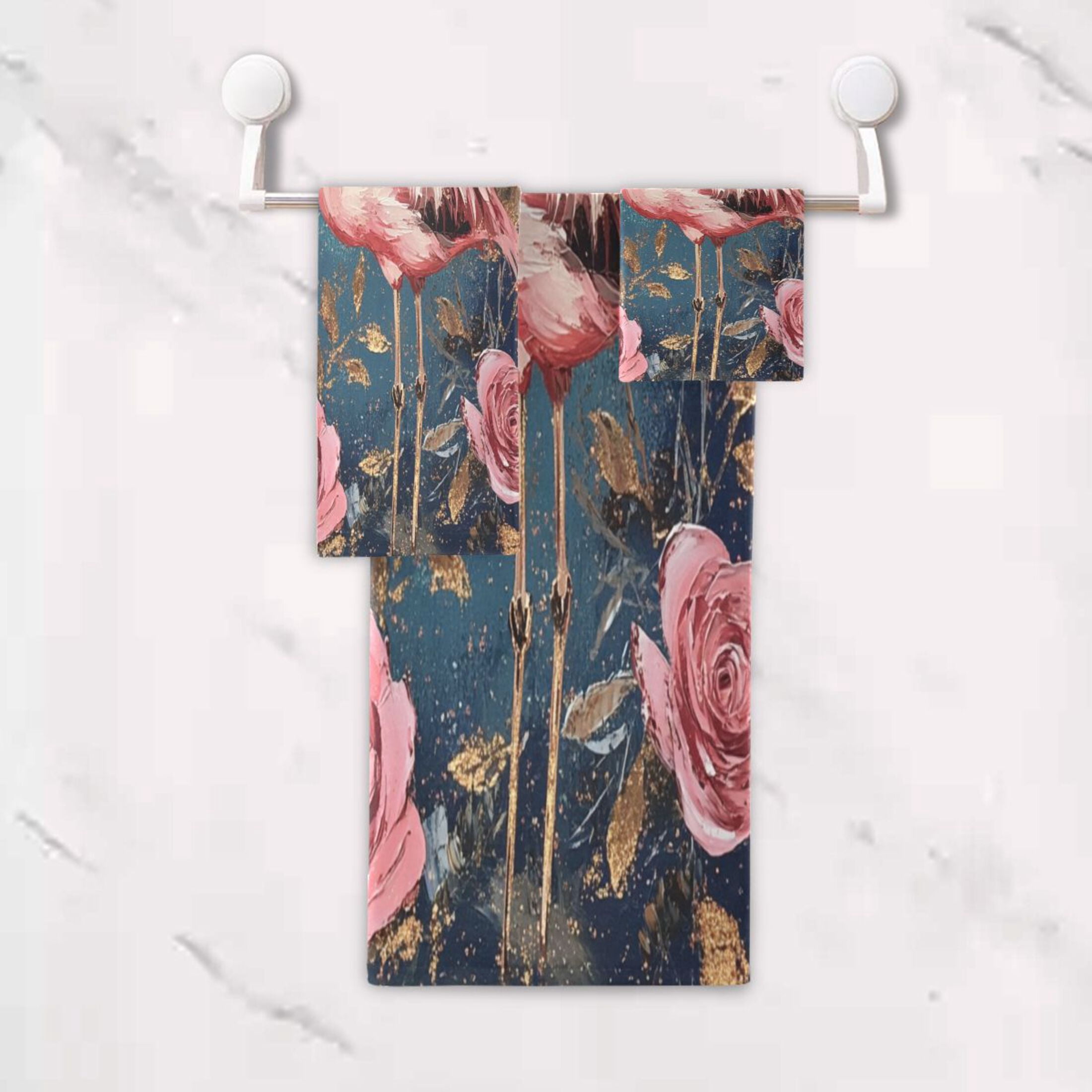 WOBOGO Raggedy Pink Flamingos Ultra Soft 3 Pack Cotton Towel Set Includes 60 x 30in Bath Towel 28 x 16in Face Towel and 13 x 13in Small Square Towel for Everyday Use Lightweight and Compact