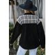 thumbnail image 1 of ABPHQTO Chaqueta vaquera negra con dobladillo sin rematar a cuadros de mujer, 1 of 5