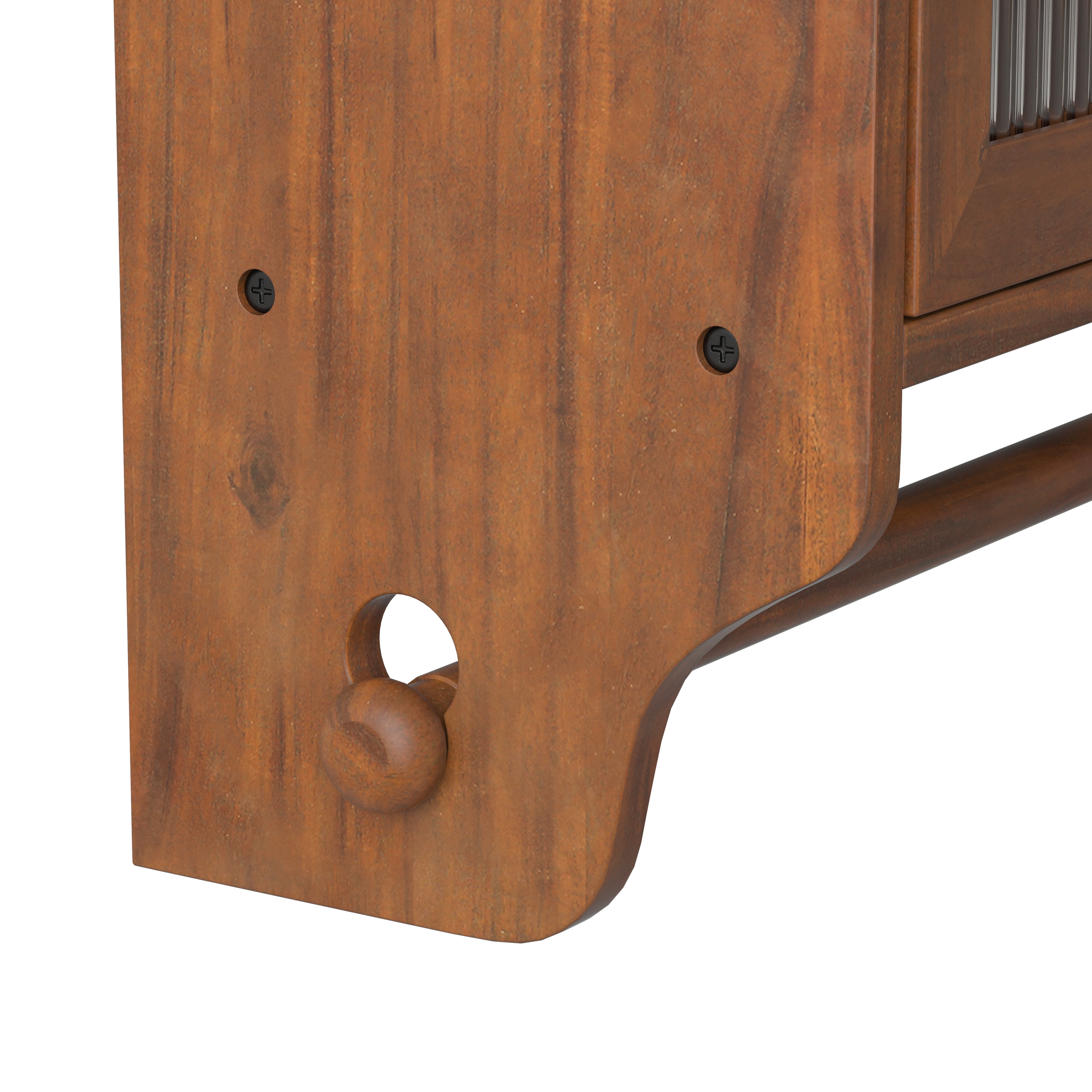 Cabinet, Wall Mounted with Double Glass Doors and Three Removable Shelves, Solid Wood Frame for Bathroom Kitchen Dining Room, Brown