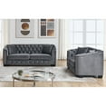 thumbnail image 2 of 2pcs Chesterfield Sofa Set, Velvet Couch with Deep-Button Tufting, Modern Classic Design Sofa Quilted Upholstery, Furniture for Living Room, Office, Salon, Lounge, 2S with 3S Combination, Grey, 2 of 8