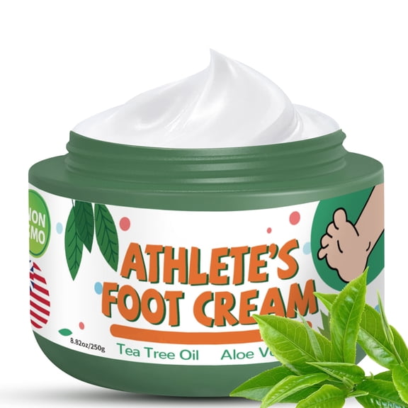 Grocerism Athletes Feet Cream Extra Strength for Dry Cracked Feet Odor Calluses 8.82oz with Tea Tree Aloe Vera