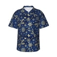 thumbnail image 1 of Fotbe Dark Blue Christmas Camisa Hawaiana para Hombre Unisex – Camisa Casual de Verano con Botones de Manga Corta de Algodón y Lino,X-Large, 1 of 7