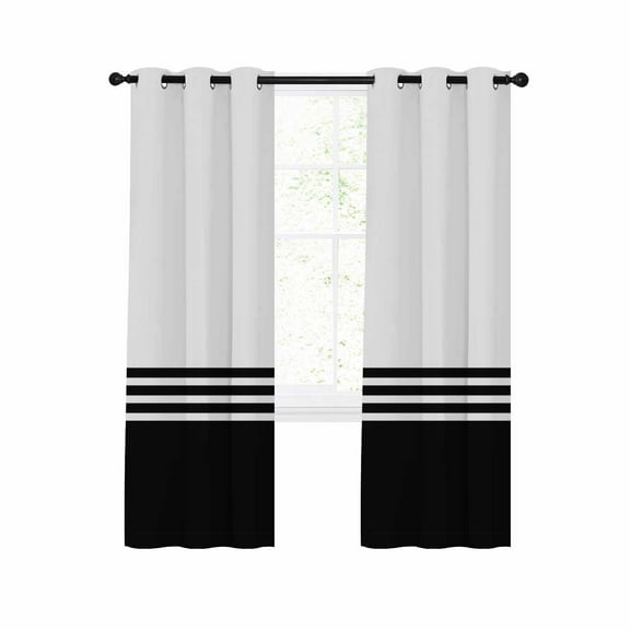 Black White Striped Blackout Curtains 96 Inches Long for Bedroom, Modern Abstract Art Aesthetics Thermal Insulated Room Darkening Black Out Window Curtain Panels Grommet Drapes for Living Room