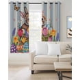 thumbnail image 2 of Easter Bunny Kitchen Curtains Colorful Eggs Spring Tulips Flower Blue Stripes Cafe Short Curtains for Bathroom Blackout Window Curtain Small Window Treatment Drapes for Bedroom Living Room 52"x45"x2, 2 of 9