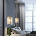 thumbnail image 5 of Luxury 3-Pack Crystal Pendant Lights, Elegant Golden Finish Chandelier with Waterfall Bead Design (No Bulbs), 5 of 10