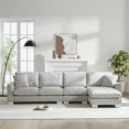 thumbnail image 2 of 119" Modern L-Shaped Chenille Sectional Sofa Couch Set, 5-Seat Luxury Chaise Lounge with 2 Free Pillows, Durable Solid Wood Frame, Silver Aluminum Feet, Light Gray for Living Room &amp; Office, 2 of 21