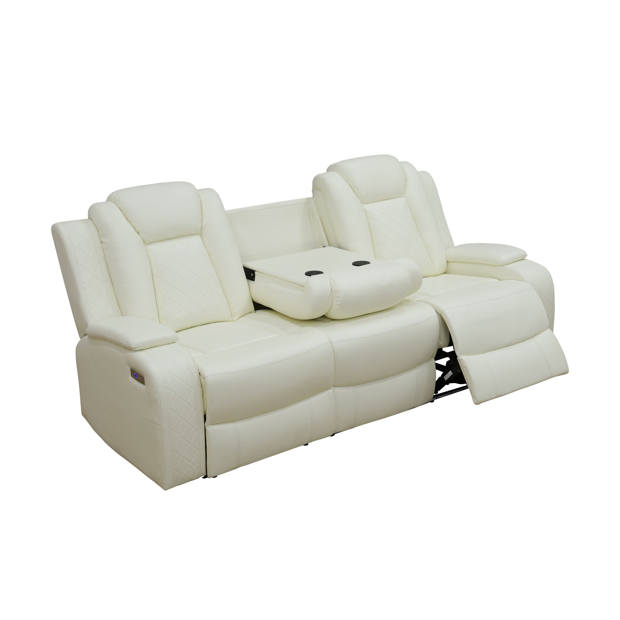 Gewnee Power Recliner Sofa Sectional Couch with LED Light for Living Room,Air Leather Reclining Loverseat and Sofa with Cup Holder Storage Console for Home Theater