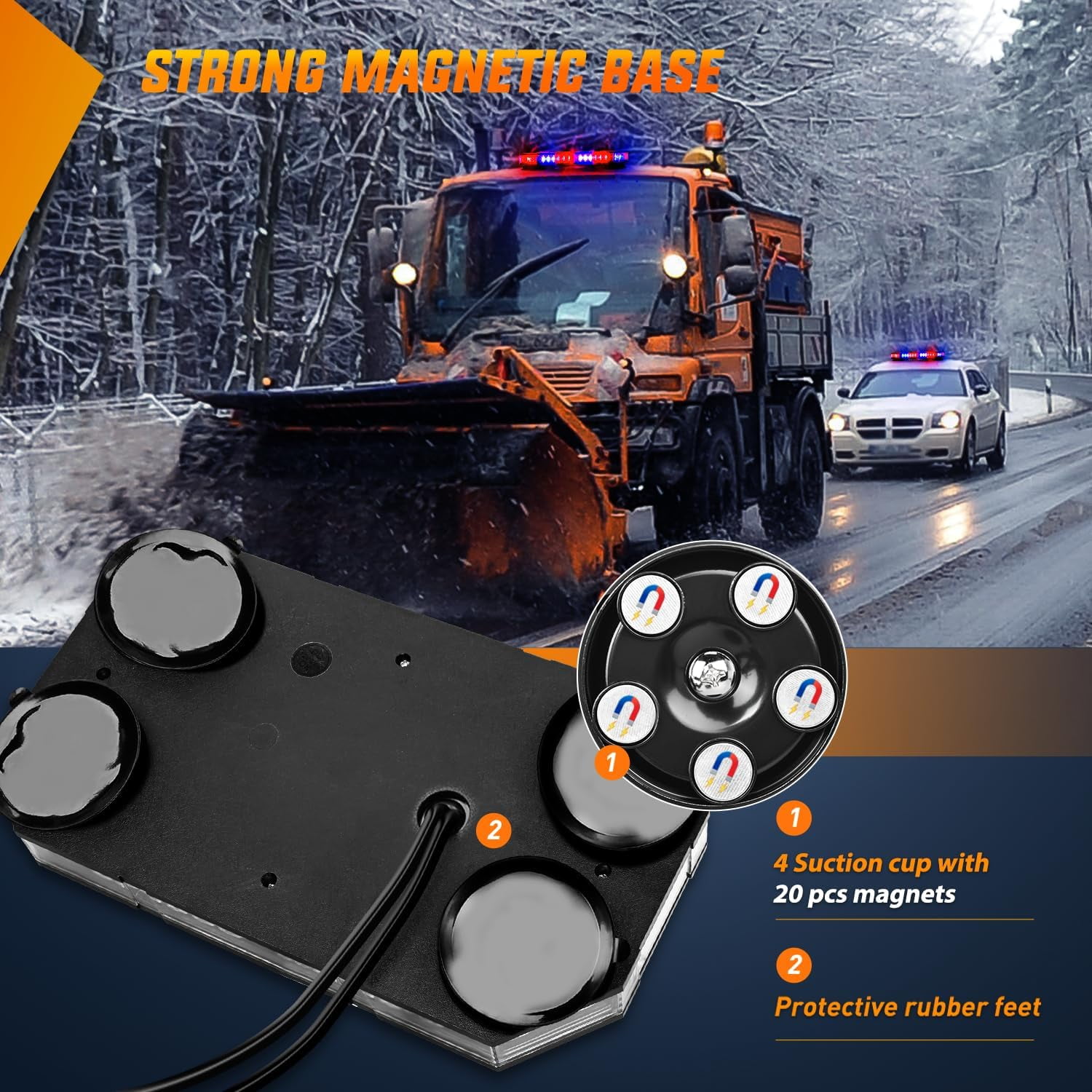Nilight 42 Led Roof Top Strobe Lights Hazard Emergency Safety Warning Led Flashing Light Bar w/Control Panel Magnetic Mount 12V 24V Car Truck Tractor Snow Plow Construction Vehicles