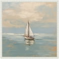 thumbnail image 5 of Kate and Laurel Calm Pastel Sailboat Landscape Framed Canvas Wall Art by The Creative Bunch Studio 22 x 22 Sylvie Beaded White, Coastal, Beach, Landscapes Art for Wall Decor, Living Room, Bedroom, 5 of 8