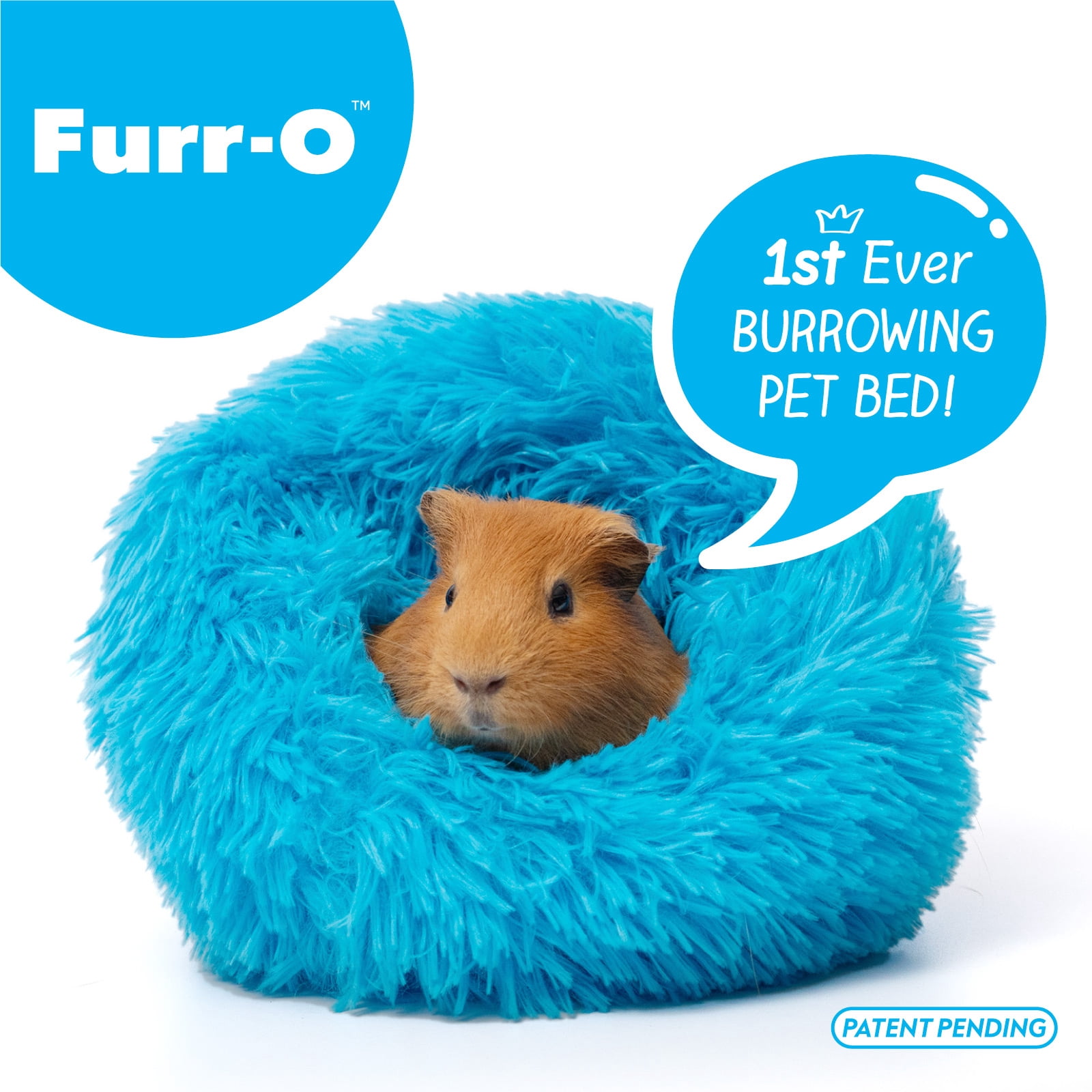 Paw Inspired Furr-O Guinea Pig Bed Burrowing Bed with Zip-On Spandex & Fleece Interchangeable Bottoms for Guinea Pigs and Other Small Animals | Hideout Hideaway (Blue)