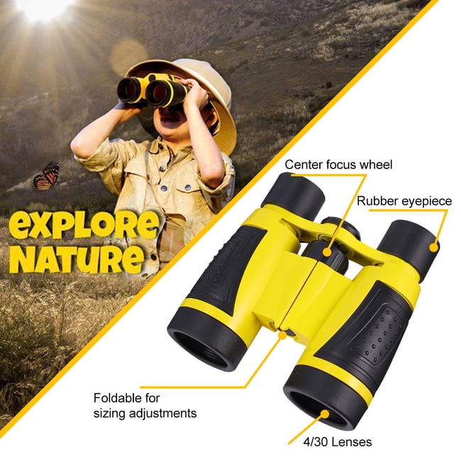 FUTUREORYY Binoculars For Boys In Yellow Plastic Dualtube Telescope For Outdoor Fun 1Pc