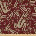thumbnail image 2 of Ambesonne Jazz Vibes Fabric by the Yard Upholstery, Boho Art Saxophone Blues, 3 Yards, Pale Mustard Raspberry, 2 of 5