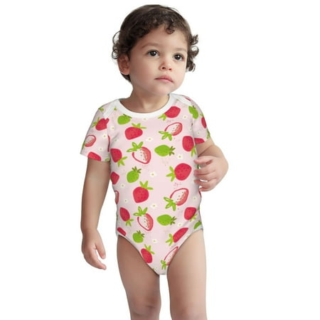

Haiem Hand Drawn Strawberry Printed Unisex-Baby Short Sleeve Onesies Bodysuits Unisex Babies Snap-Up Rompers-6 Months