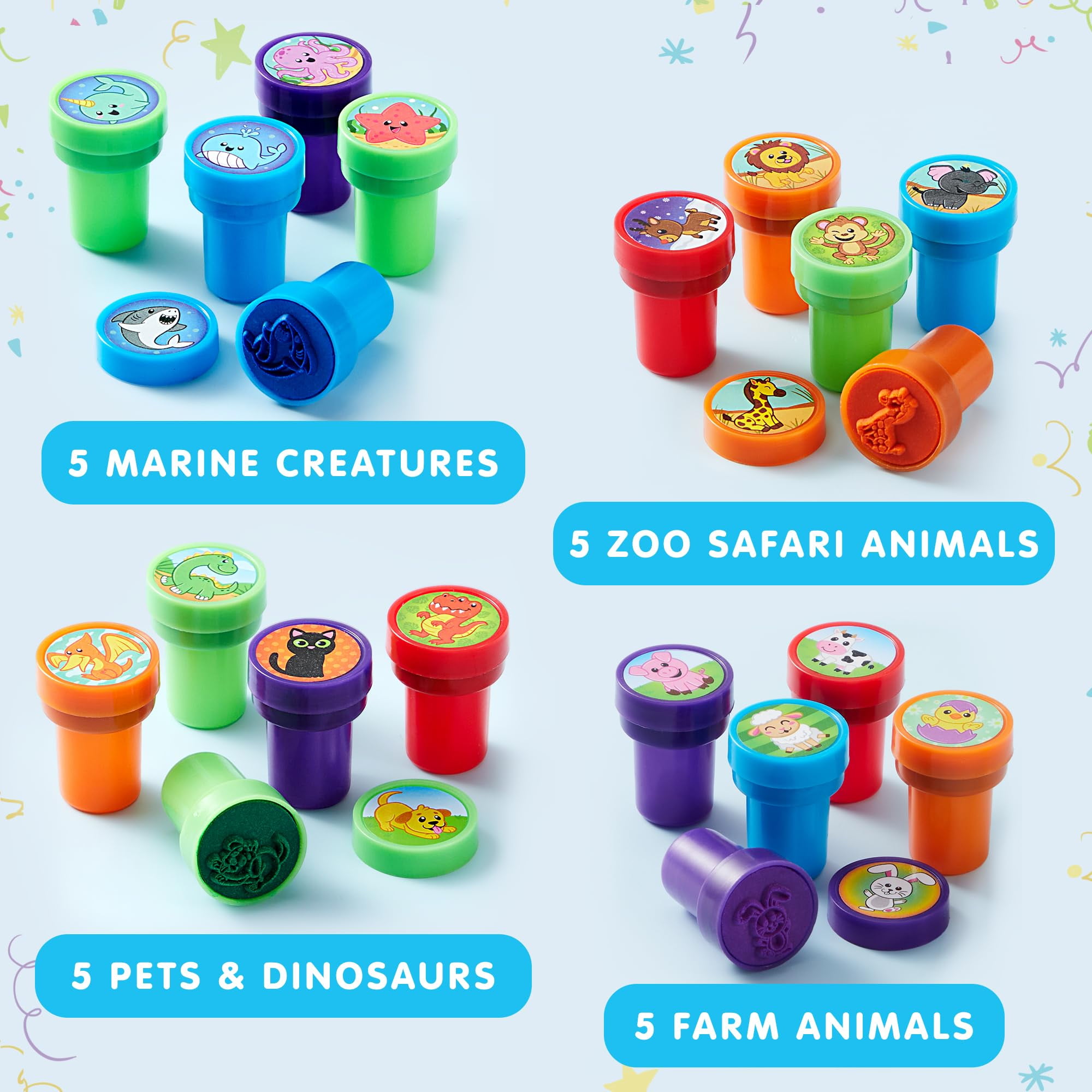 (3 pack) Joyfy 50 Pcs Assorted Stamps for Kids, Self-Ink Stamps with 50 Designs for Birthday Party Favor, Carnival Prizes, School Stampers, Goodie Bag, Halloween, Christmas
