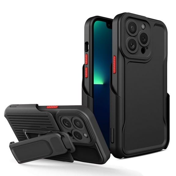 Bemz Explorer Series Case for iPhone 14 Pro - Rugged Protection Cover with Belt Clip Holster (Camera Works on Clip) - Black