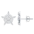 thumbnail image 3 of Rosec Jewels Lab Created Diamond Snowflake Stud Earrings for Women (Ef-Vs Quality), with Screw Back - Christmas Gift, 10K White Gold, 3 of 6