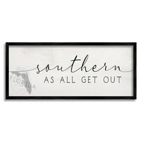Stupell Industries Florida State Outline Southern As All Get Out Quote Typography Painting Black Framed Art Print Wall Art, 13 x 30