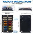 thumbnail image 2 of cyrico 12 Way Fuse Block, 12v Fuse Box Holder with Led Indicator Waterproof Cover, 12 Circuits Fuse Panel with Negative Bus for 12V/24V Automotive Car Truck Boat Marine RV Van Vehicle (24 Pcs Fuse), 2 of 6