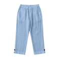 thumbnail image 4 of Girl Clothes Trendy Stylish Cotton Linen Capri Pants for Girls 2026 Knee Length Summer Capris Straight Leg Loose Beach Bermuda Shorts with Pocket, 4 of 4
