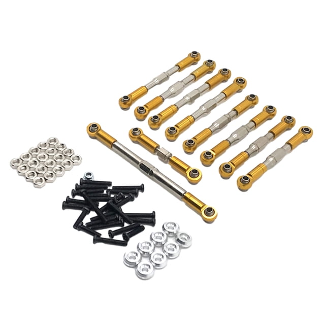 fastboy Metal Pull Rod Tie Rod Steering Link Rod Set For WPL 1/16 C14 C24 B24 RC Car Upgrade Accessories Parts RC Car Metal Gold