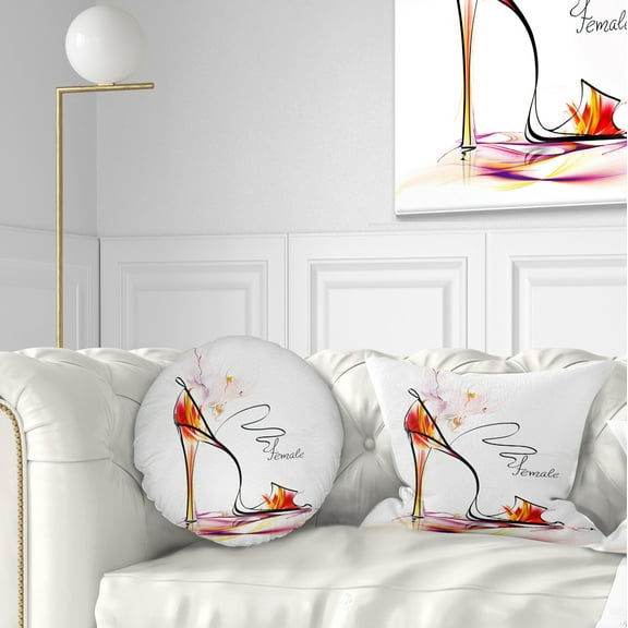 Designart Abstract Red High Heel - Abstract Throw Pillow - 12x20