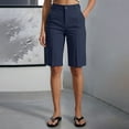 thumbnail image 2 of Landzoo Women'S Shorts Solid Color Elastic Waist With Pockets Summer Casual Women Active Shorts Size 3XL Navy, 2 of 4