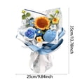 thumbnail image 3 of Hand Knitted Blue Rose & Sunflower Bouquet - 35cm/13.78in Crochet Flower Arrangement, Unique Home Decor Gift (Blue & White), 3 of 6