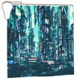 thumbnail image 2 of Cyberpunk Art Pattern Shower Curtain, Fantasy City Waterproof Bath Curtains for Bathroom Decorations, 72 x 72 inches, 2 of 7