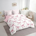 thumbnail image 3 of Manfei Pink Bowknot Ribbon 7-Piece Bedding Comforter Set,Cartoon Bow Tie King Bedding Sets,Princess White Pink Bed Sheets For Girls,Microfiber Bedroom Decor Reversible, 3 of 8