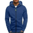 thumbnail image 1 of Mens Long Sleeve Hooded Sweater Coat With Solid Color Zipper Pocket In Autumn And Winter, 1 of 5