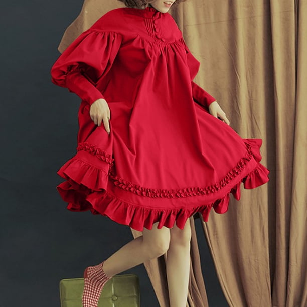 flowy anime dress Elegant Women's Japanese Long Sleeve Court Gown Skirt Formal Party Attire ACDR103084